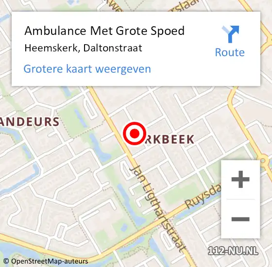 Locatie op kaart van de 112 melding: Ambulance Met Grote Spoed Naar Heemskerk, Daltonstraat op 26 november 2024 11:13