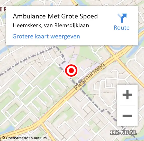 Locatie op kaart van de 112 melding: Ambulance Met Grote Spoed Naar Heemskerk, van Riemsdijklaan op 26 november 2024 11:16