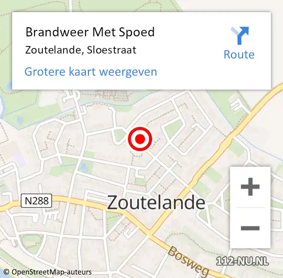 Locatie op kaart van de 112 melding: Brandweer Met Spoed Naar Zoutelande, Sloestraat op 26 november 2024 11:40