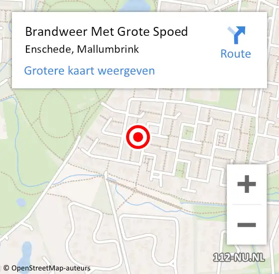 Locatie op kaart van de 112 melding: Brandweer Met Grote Spoed Naar Enschede, Mallumbrink op 26 november 2024 11:44