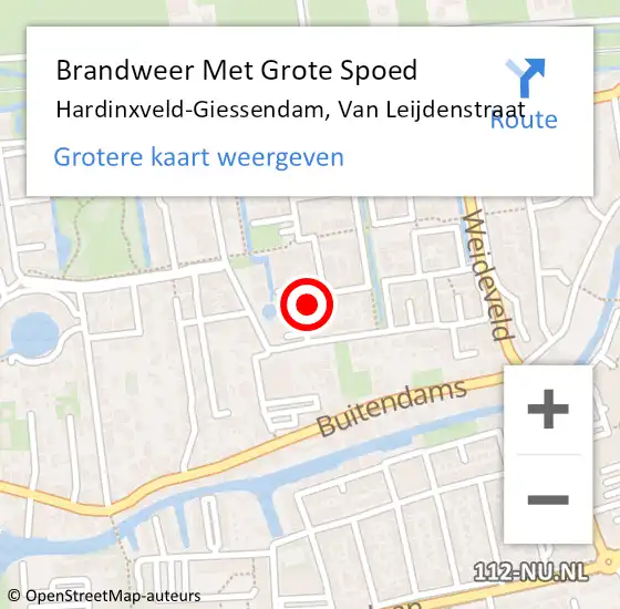 Locatie op kaart van de 112 melding: Brandweer Met Grote Spoed Naar Hardinxveld-Giessendam, Van Leijdenstraat op 26 november 2024 11:44