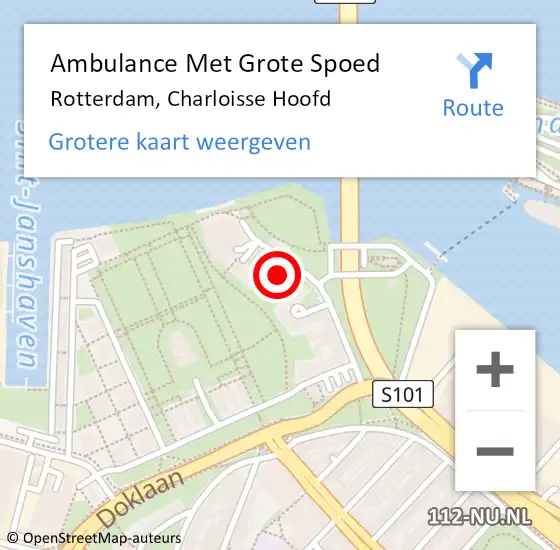 Locatie op kaart van de 112 melding: Ambulance Met Grote Spoed Naar Rotterdam, Charloisse Hoofd op 26 november 2024 12:03