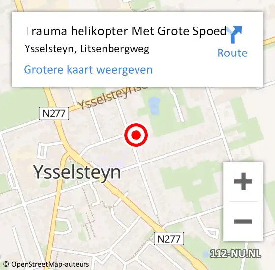 Locatie op kaart van de 112 melding: Trauma helikopter Met Grote Spoed Naar Ysselsteyn, Litsenbergweg op 26 november 2024 12:04