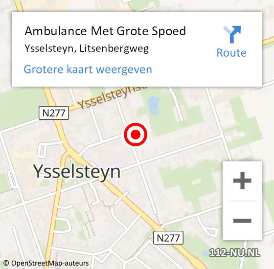 Locatie op kaart van de 112 melding: Ambulance Met Grote Spoed Naar Ysselsteyn, Litsenbergweg op 26 november 2024 12:04