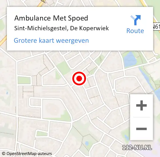 Locatie op kaart van de 112 melding: Ambulance Met Spoed Naar Sint-Michielsgestel, De Koperwiek op 28 oktober 2014 10:09