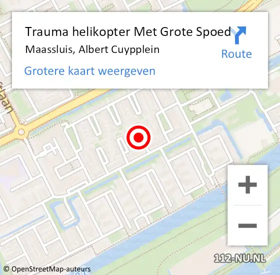 Locatie op kaart van de 112 melding: Trauma helikopter Met Grote Spoed Naar Maassluis, Albert Cuypplein op 26 november 2024 12:43