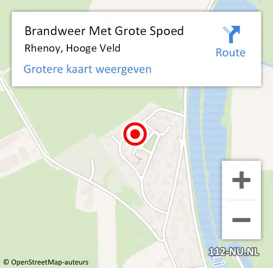 Locatie op kaart van de 112 melding: Brandweer Met Grote Spoed Naar Rhenoy, Hooge Veld op 26 november 2024 12:56