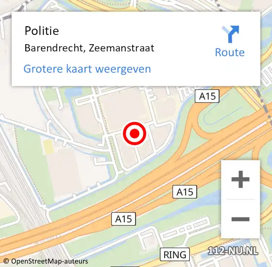 Locatie op kaart van de 112 melding: Politie Barendrecht, Zeemanstraat op 26 november 2024 13:06