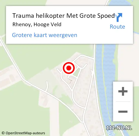 Locatie op kaart van de 112 melding: Trauma helikopter Met Grote Spoed Naar Rhenoy, Hooge Veld op 26 november 2024 13:11