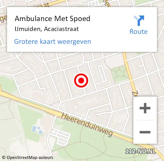 Locatie op kaart van de 112 melding: Ambulance Met Spoed Naar IJmuiden, Acaciastraat op 26 november 2024 13:13