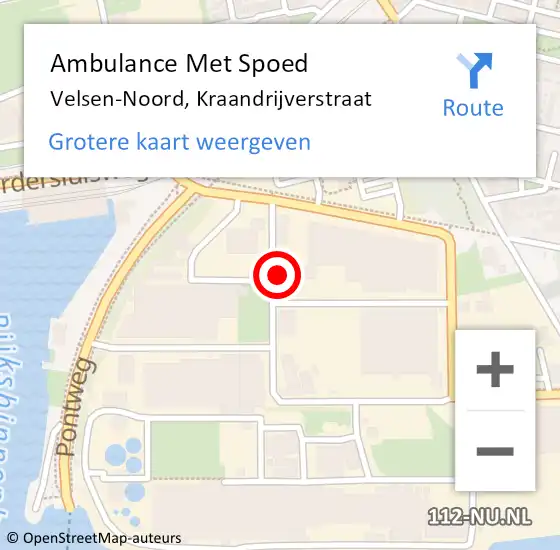 Locatie op kaart van de 112 melding: Ambulance Met Spoed Naar Velsen-Noord, Kraandrijverstraat op 26 november 2024 13:13