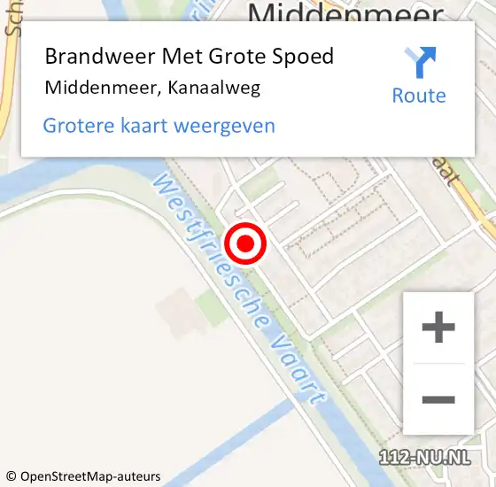 Locatie op kaart van de 112 melding: Brandweer Met Grote Spoed Naar Middenmeer, Kanaalweg op 26 november 2024 13:23