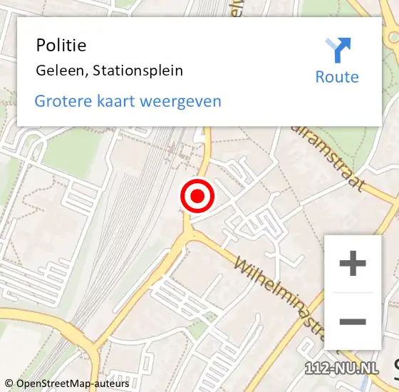 Locatie op kaart van de 112 melding: Politie Geleen, Stationsplein op 26 november 2024 13:23