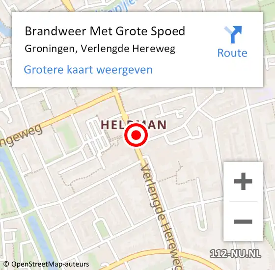 Locatie op kaart van de 112 melding: Brandweer Met Grote Spoed Naar Groningen, Verlengde Hereweg op 26 november 2024 13:24