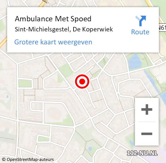 Locatie op kaart van de 112 melding: Ambulance Met Spoed Naar Sint-Michielsgestel, De Koperwiek op 28 oktober 2014 10:15