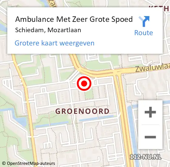 Locatie op kaart van de 112 melding: Ambulance Met Zeer Grote Spoed Naar Schiedam, Mozartlaan op 26 november 2024 13:30