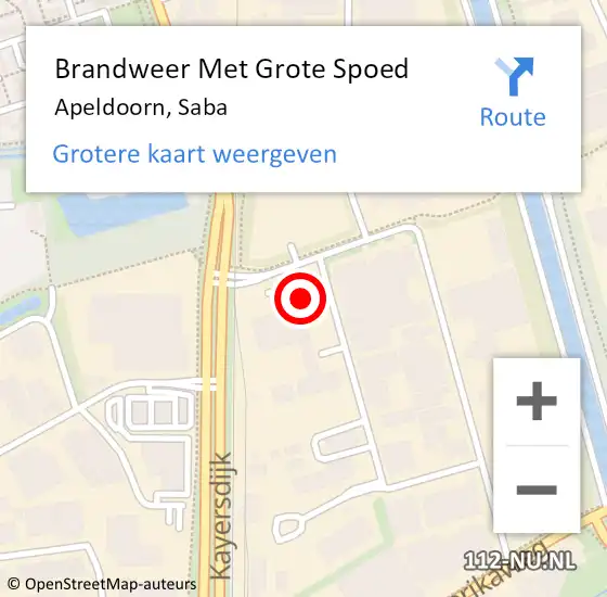 Locatie op kaart van de 112 melding: Brandweer Met Grote Spoed Naar Apeldoorn, Saba op 26 november 2024 13:47