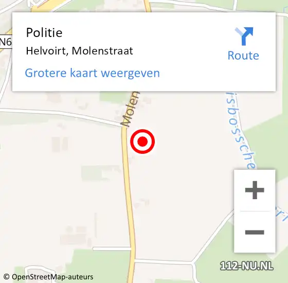 Locatie op kaart van de 112 melding: Politie Helvoirt, Molenstraat op 26 november 2024 14:00