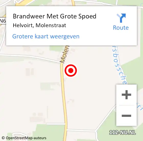 Locatie op kaart van de 112 melding: Brandweer Met Grote Spoed Naar Helvoirt, Molenstraat op 26 november 2024 14:02