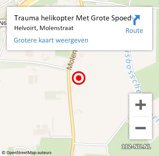 Locatie op kaart van de 112 melding: Trauma helikopter Met Grote Spoed Naar Helvoirt, Molenstraat op 26 november 2024 14:02