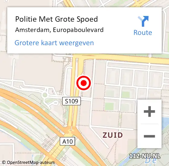 Locatie op kaart van de 112 melding: Politie Met Grote Spoed Naar Amsterdam, Europaboulevard op 26 november 2024 14:07