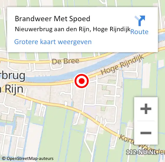 Locatie op kaart van de 112 melding: Brandweer Met Spoed Naar Nieuwerbrug aan den Rijn, Hoge Rijndijk op 26 november 2024 14:16