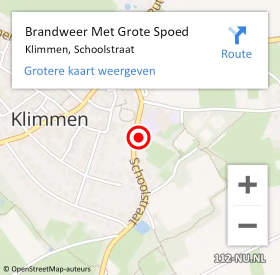 Locatie op kaart van de 112 melding: Brandweer Met Grote Spoed Naar Klimmen, Schoolstraat op 26 november 2024 14:30