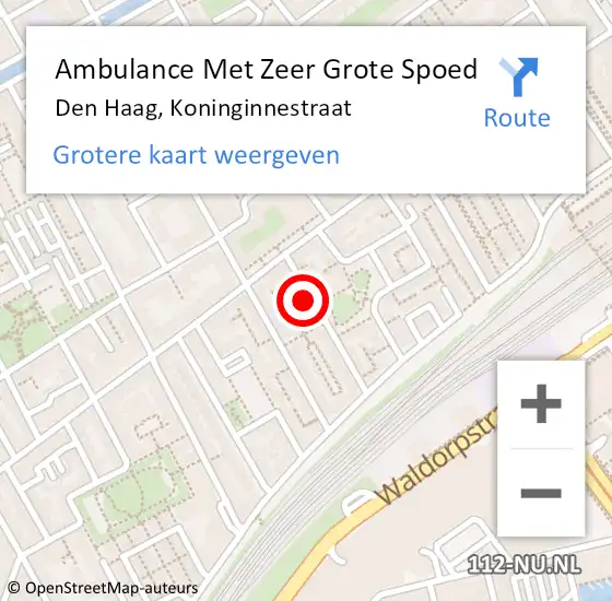 Locatie op kaart van de 112 melding: Ambulance Met Zeer Grote Spoed Naar Den Haag, Koninginnestraat op 26 november 2024 14:30