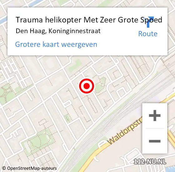 Locatie op kaart van de 112 melding: Trauma helikopter Met Zeer Grote Spoed Naar Den Haag, Koninginnestraat op 26 november 2024 14:32