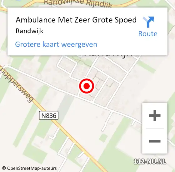 Locatie op kaart van de 112 melding: Ambulance Met Zeer Grote Spoed Naar Randwijk op 26 november 2024 14:51