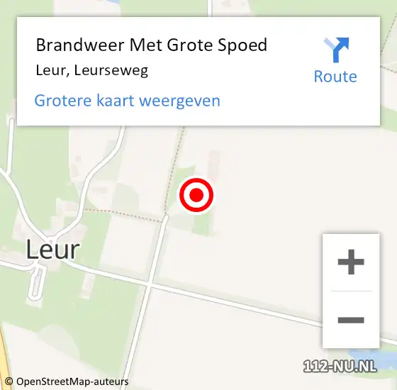 Locatie op kaart van de 112 melding: Brandweer Met Grote Spoed Naar Leur, Leurseweg op 26 november 2024 14:56