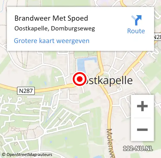 Locatie op kaart van de 112 melding: Brandweer Met Spoed Naar Oostkapelle, Domburgseweg op 26 november 2024 15:58