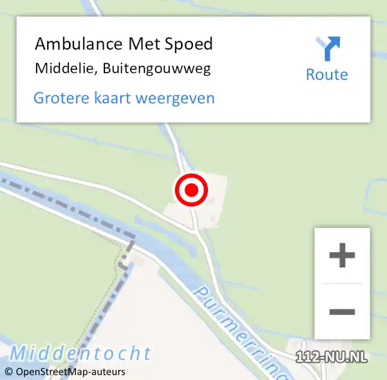 Locatie op kaart van de 112 melding: Ambulance Met Spoed Naar Middelie, Buitengouwweg op 26 november 2024 16:07