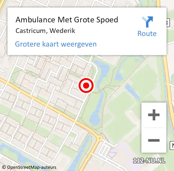 Locatie op kaart van de 112 melding: Ambulance Met Grote Spoed Naar Castricum, Wederik op 26 november 2024 16:33