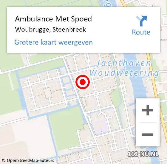 Locatie op kaart van de 112 melding: Ambulance Met Spoed Naar Woubrugge, Steenbreek op 26 november 2024 16:42