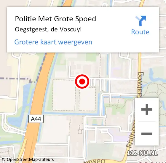 Locatie op kaart van de 112 melding: Politie Met Grote Spoed Naar Oegstgeest, de Voscuyl op 26 november 2024 17:32