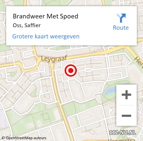 Locatie op kaart van de 112 melding: Brandweer Met Spoed Naar Oss, Saffier op 26 november 2024 17:42