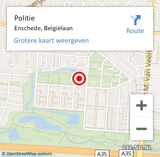 Locatie op kaart van de 112 melding: Politie Enschede, Belgiëlaan op 26 november 2024 17:47