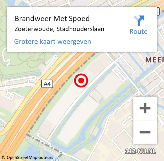 Locatie op kaart van de 112 melding: Brandweer Met Spoed Naar Zoeterwoude, Stadhouderslaan op 26 november 2024 18:16