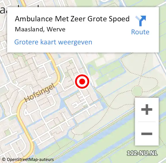 Locatie op kaart van de 112 melding: Ambulance Met Zeer Grote Spoed Naar Maasland, Werve op 26 november 2024 18:34