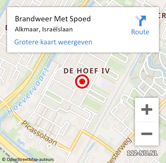 Locatie op kaart van de 112 melding: Brandweer Met Spoed Naar Alkmaar, Israëlslaan op 26 november 2024 18:49