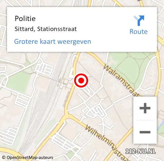 Locatie op kaart van de 112 melding: Politie Sittard, Stationsstraat op 26 november 2024 19:21