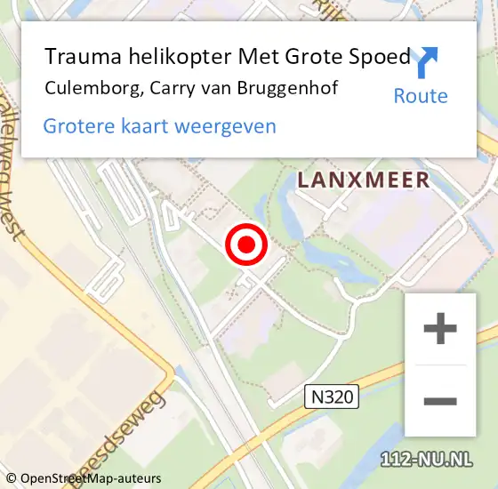 Locatie op kaart van de 112 melding: Trauma helikopter Met Grote Spoed Naar Culemborg, Carry van Bruggenhof op 26 november 2024 19:25