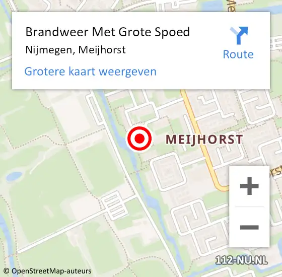 Locatie op kaart van de 112 melding: Brandweer Met Grote Spoed Naar Nijmegen, Meijhorst op 26 november 2024 19:26