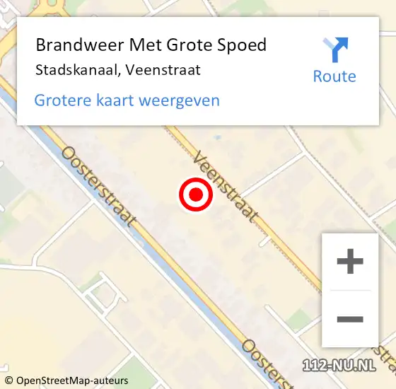 Locatie op kaart van de 112 melding: Brandweer Met Grote Spoed Naar Stadskanaal, Veenstraat op 26 november 2024 19:29