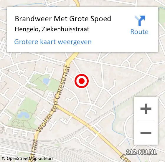 Locatie op kaart van de 112 melding: Brandweer Met Grote Spoed Naar Hengelo, Ziekenhuisstraat op 26 november 2024 19:33