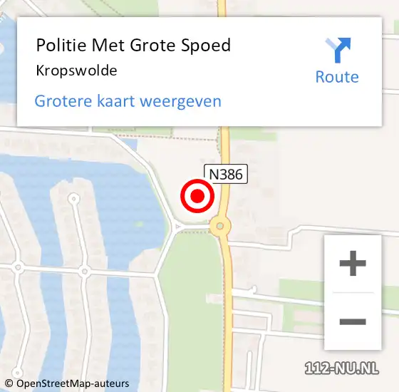 Locatie op kaart van de 112 melding: Politie Met Grote Spoed Naar Kropswolde op 26 november 2024 19:46