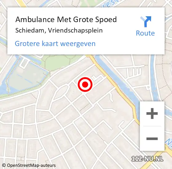 Locatie op kaart van de 112 melding: Ambulance Met Grote Spoed Naar Schiedam, Vriendschapsplein op 26 november 2024 19:51