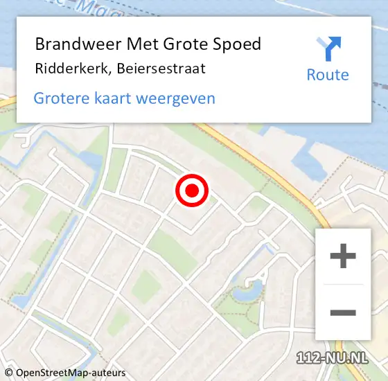 Locatie op kaart van de 112 melding: Brandweer Met Grote Spoed Naar Ridderkerk, Beiersestraat op 26 november 2024 20:00