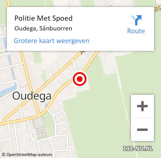 Locatie op kaart van de 112 melding: Politie Met Spoed Naar Oudega, Sânbuorren op 26 november 2024 20:02